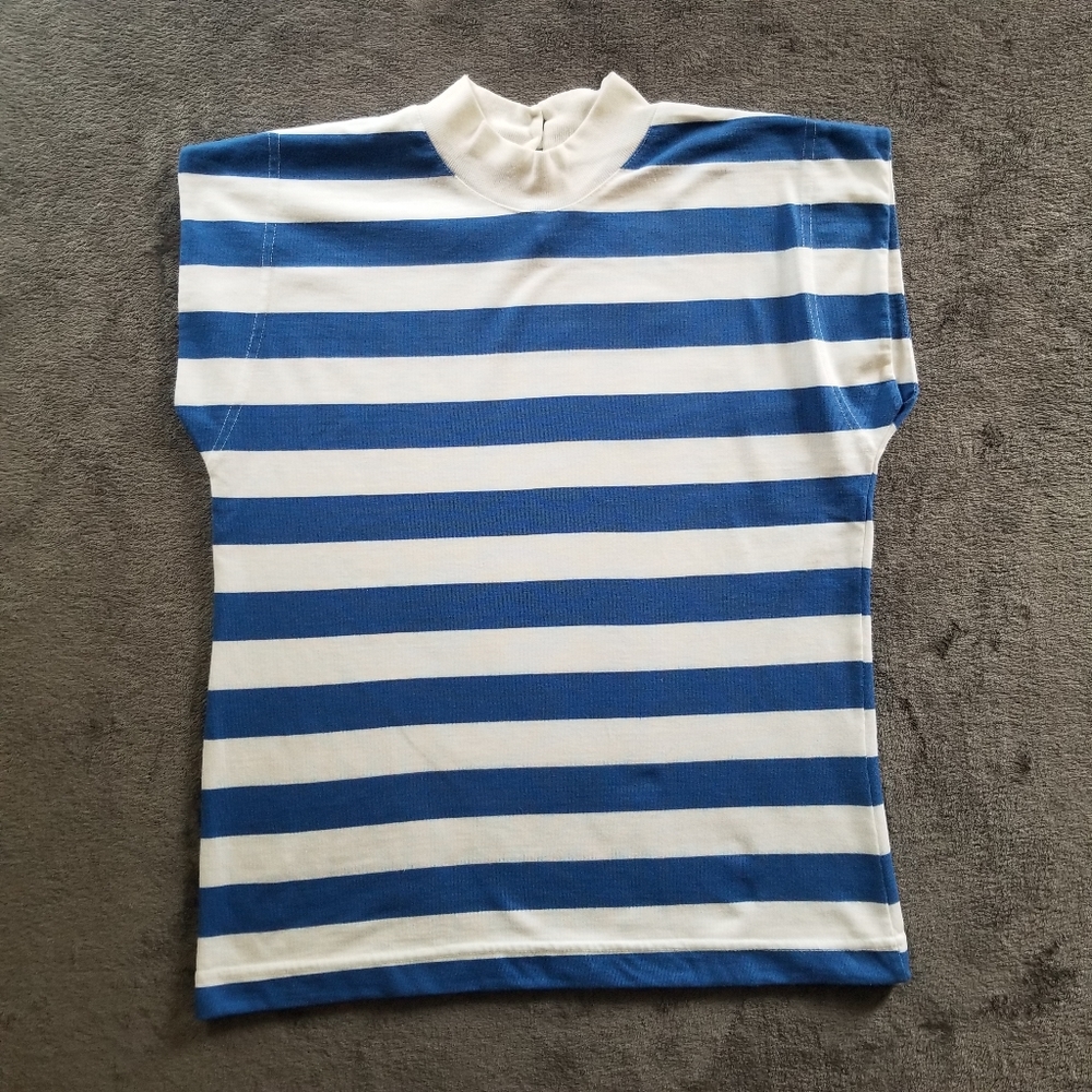 Vintage Blue and White Striped Top